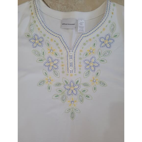 Alfred Dunner White Embroidered Shirt Floral Sz XL - Picture 3 of 5